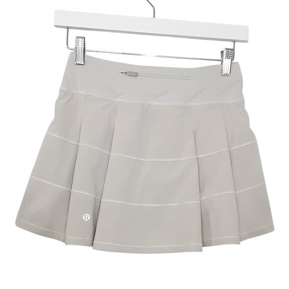 Lululemon Pace Rival Skirt Reg Cream Mid Rise Layered Tennis Skort Womens 2 Golf - Picture 2 of 9